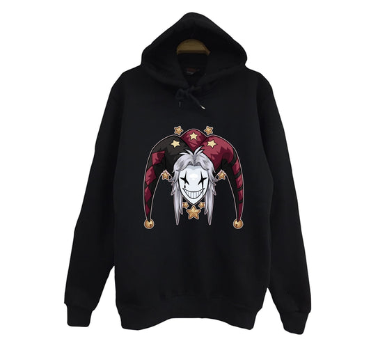 The Freak Circus - Pierrot Baskılı Unisex %100 Pamuk Siyah Kapüşonlu Sweatshirt