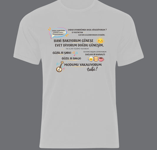 Doğdu Güneşim Baskılı Unisex %100 Pamuk T-shirt
