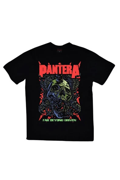 fame-stoned Pantera Baskılı Unisex %100 Pamuk Siyah T-shirt