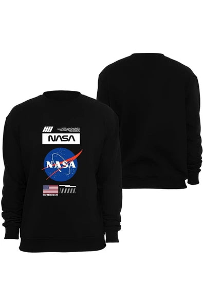 fame-stoned Nasa Baskılı Özel Tasarım Unisex Bisiklet Yaka Sweatshirt