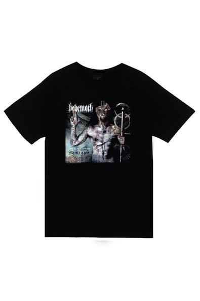 fame-stoned Behemoth Baskılı Unisex %100 Pamuk Siyah T-shirt