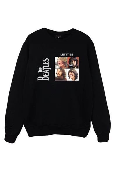 The Beatles Let It Be' albüm baskılı siyah sweatshirt