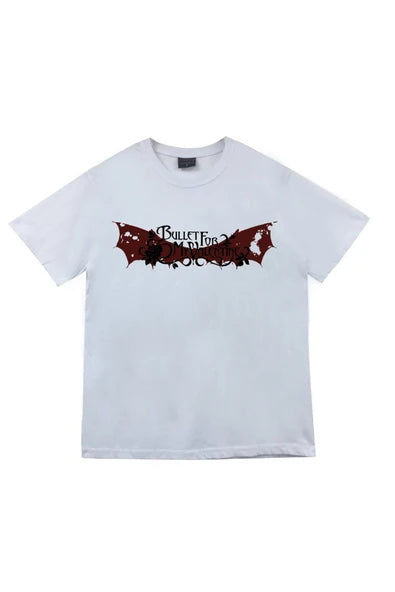 fame-stoned  Bullet For My Valentine Baskılı Unisex %100 Pamuk Beyaz T-shirt