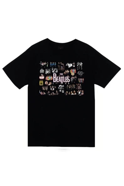 fame-stoned The Beatles Baskılı Unisex %100 Pamuk Siyah T-shirt