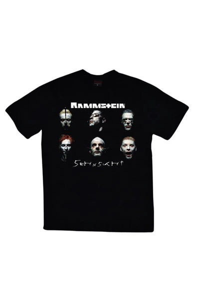 fame-stoned  Rammstein Baskılı Unisex %100 Pamuk Siyah T-shirt