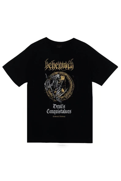 fame-stoned Behemoth Baskılı Unisex %100 Pamuk Siyah T-shirt