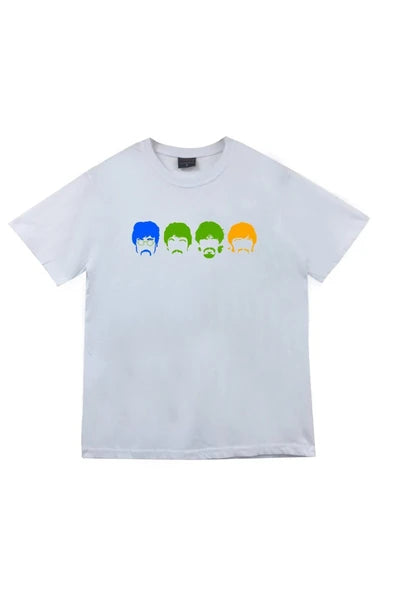 fame-stoned The Beatles Baskılı Unisex %100 Pamuk Beyaz T-shirt