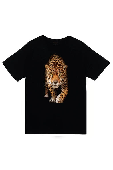 fame-stoned  Kaplan Baskılı Unisex %100 Pamuk Siyah T-shirt