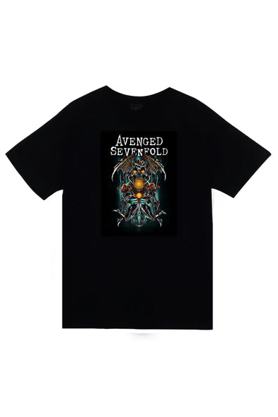 fame-stoned  Avenged Sevenfold Baskılı Unisex %100 Pamuk Siyah T-shirt