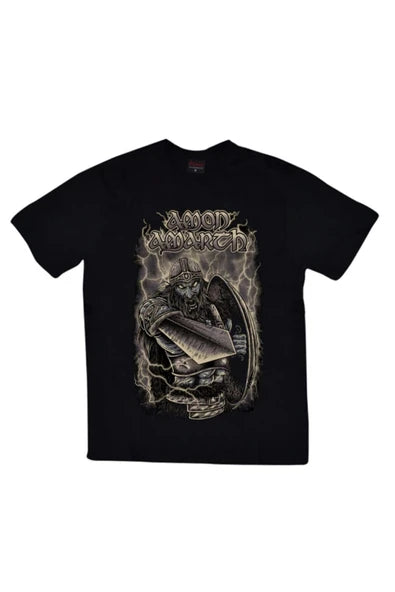 fame-stoned  Amon Amarth Baskılı Unisex %100 Pamuk Siyah T-shirt