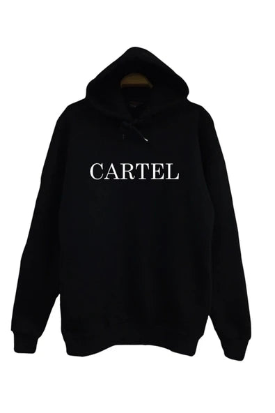 Cartel Sweatshirt baskılı siyah kapüşonlu sweatshirt