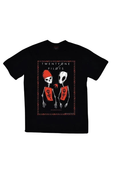 fame-stoned  Twenty One Pilots Baskılı Unisex %100 Pamuk Siyah T-shirt