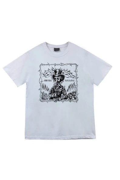 fame-stoned Jinjer Baskılı Unisex %100 Pamuk Beyaz T-shirt