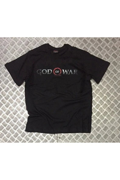 fame-stoned  Unisex Siyah  God Of War Baskılı T-Shirt