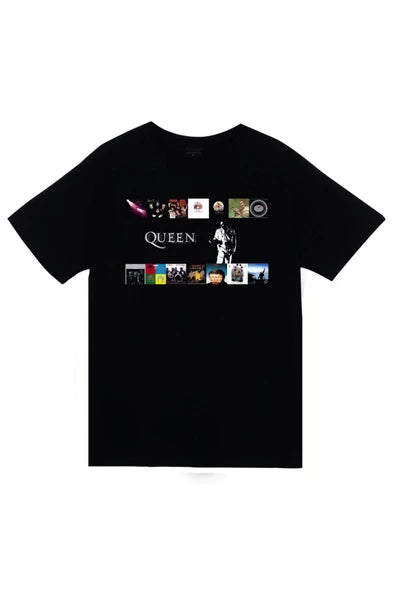 fame-stoned Queen Baskılı Unisex %100 Pamuk Siyah T-shirt