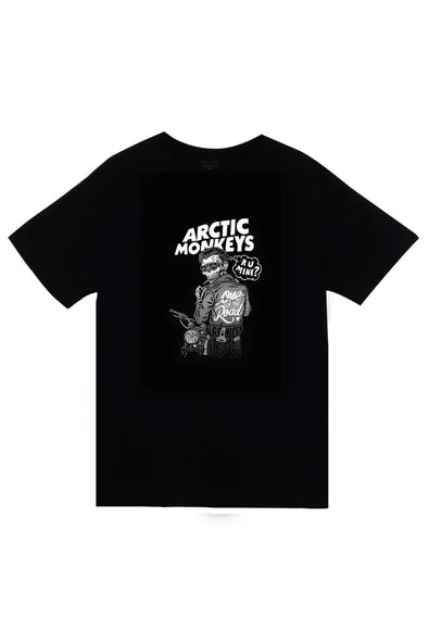 fame-stoned  Arctic Monkeys Müzik Grubu Baskılı Unisex %100 Pamuk Siyah T-shirt