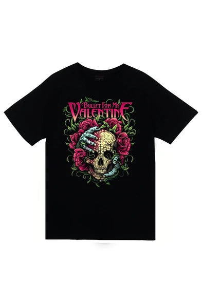 fame-stoned Bullet For My Valentine Baskılı Unisex %100 Pamuk Siyah T-shirt