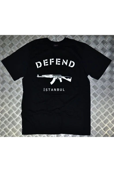 fame-stoned  Unisex Siyah Defend Baskılı T-shirt