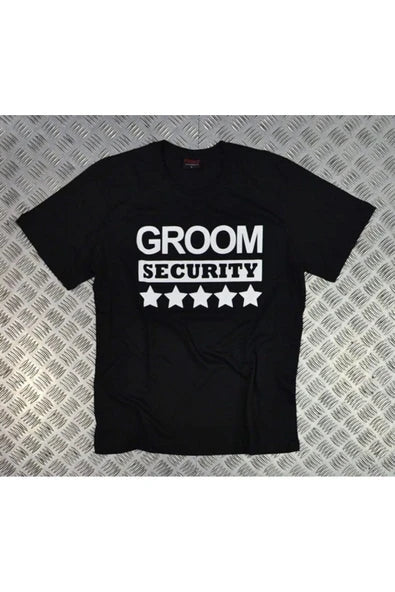 fame-stoned  Unisex Siyah Groom Securıty Baskılı T-Shirt