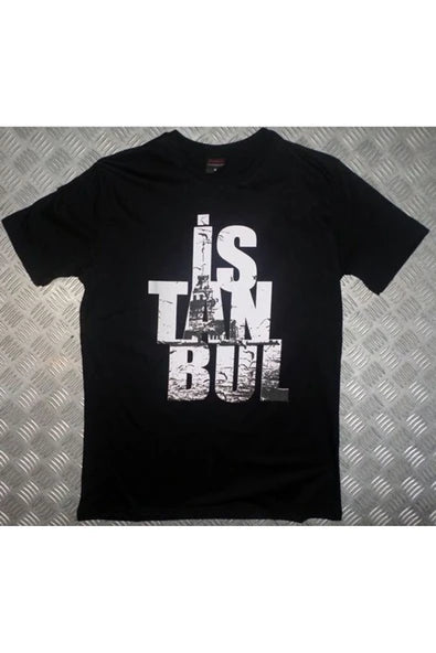fame-stoned  İstanbul Baskılı Unisex %100 Pamuk Siyah T-shirt
