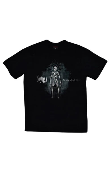 fame-stoned  Gojira Baskılı Unisex %100 Pamuk Siyah T-shirt
