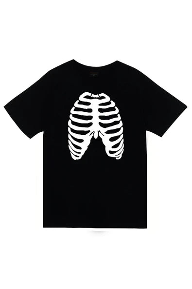 fame-stoned  Kemik Baskılı Unisex %100 Pamuk Siyah T-shirt
