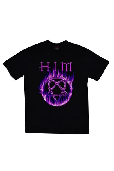 fame-stoned  Him Baskılı Unisex %100 Pamuk Siyah T-shirt
