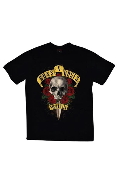 fame-stoned  Guns N Roses Baskılı Unisex %100 Pamuk Siyah T-shirt