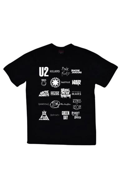 fame-stoned  Rock And Roll Baskılı Unisex %100 Pamuk Siyah T-shirt