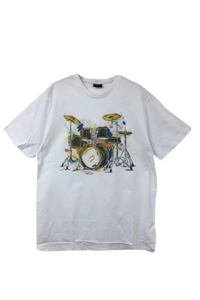 fame-stoned  Bateri Baskılı Unisex %100 Pamuk Beyaz T-shirt