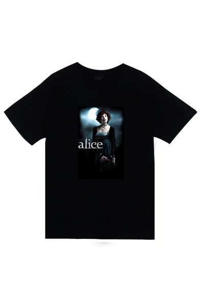 fame-stoned  Twilight Film Alice Karakter Baskılı Unisex %100 Pamuk Siyah T-shirt