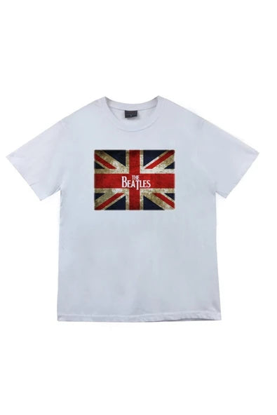 fame-stoned The Beatles Baskılı Unisex %100 Pamuk Beyaz T-shirt