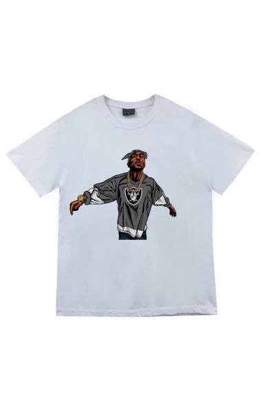 fame-stoned  Tupac Baskılı Unisex %100 Pamuk Bordo T-shirt