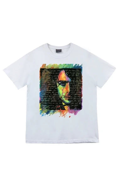 fame-stoned Pink Floyd Baskılı Unisex %100 Pamuk Beyaz T-shirt