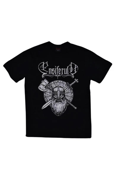 fame-stoned  Erkek Siyah Ensiferum Baskılı T-Shirt