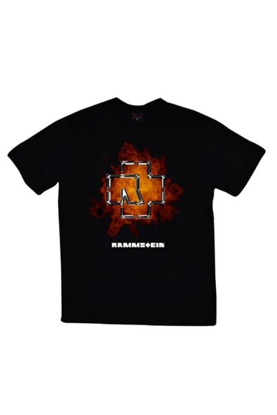 fame-stoned  Rammstein Baskılı Unisex %100 Pamuk Siyah T-shirt