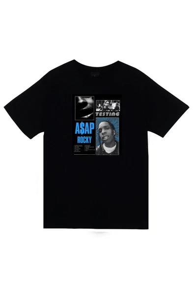 fame-stoned  Asap Rocky Baskılı Unisex %100 Pamuk Siyah T-shirt