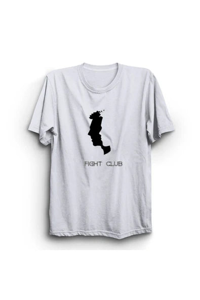fame-stoned  Fight Club, Film Baskılı Unisex %100 Pamuk Beyaz T-shirt