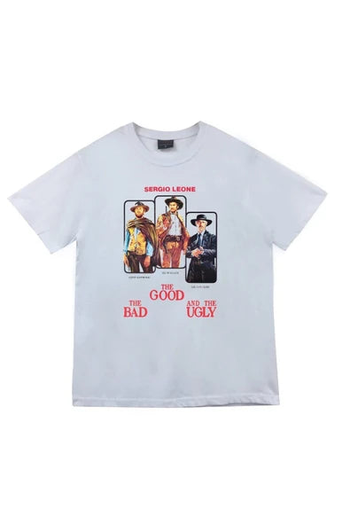 fame-stoned  Unisex Beyaz İyi Kötü Çirkin Baskılı T-shirt