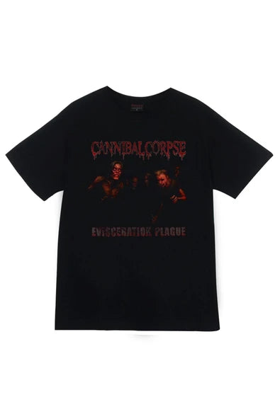 fame-stoned Cannibal Corpse Baskılı Unisex %100 Pamuk Siyah T-shirt