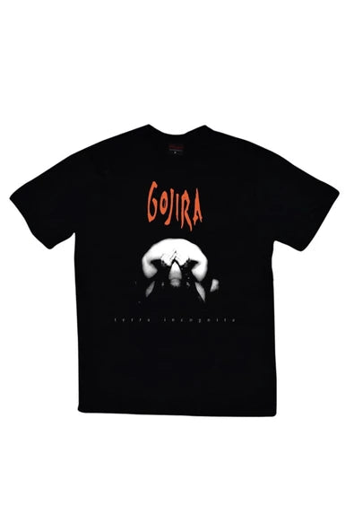 fame-stoned  Gojira Baskılı Unisex %100 Pamuk Siyah T-shirt