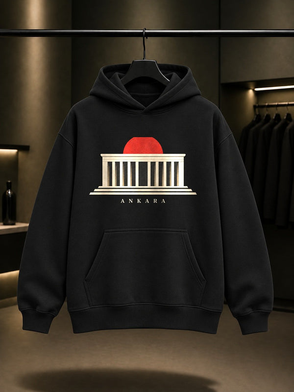 Ankara Anıtkabir Güneş Kapüşonlu Sweatshirt – Siyah