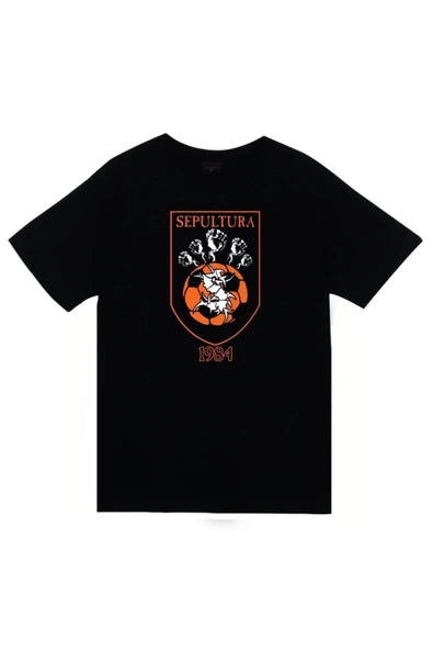 fame-stoned Sepultura Baskılı Unisex %100 Pamuk Siyah T-shirt