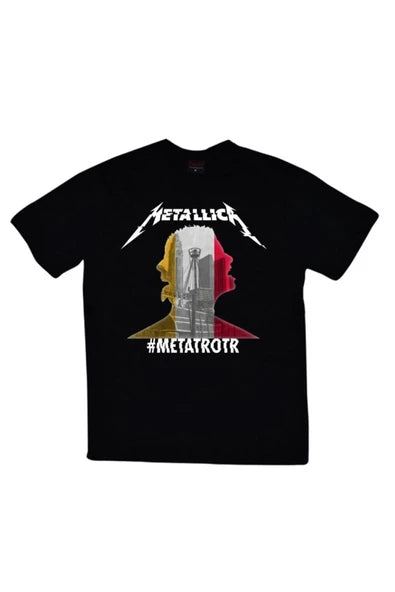 fame-stoned  Metallica Baskılı Unisex %100 Pamuk Siyah T-shirt