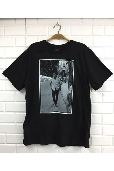 fame-stoned  Muhammed Ali Baskılı Unisex %100 Pamuk Siyah T-shirt