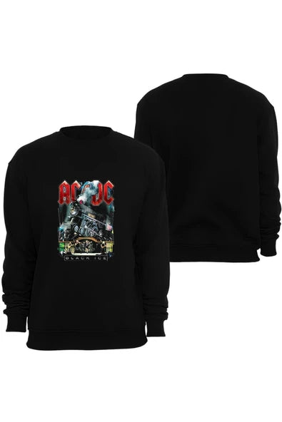 Acdc Black Ice album kapagi baskılı siyah sweatshirt