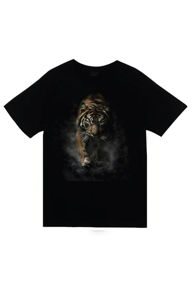 fame-stoned  Kaplan Baskılı Unisex %100 Pamuk Siyah T-shirt