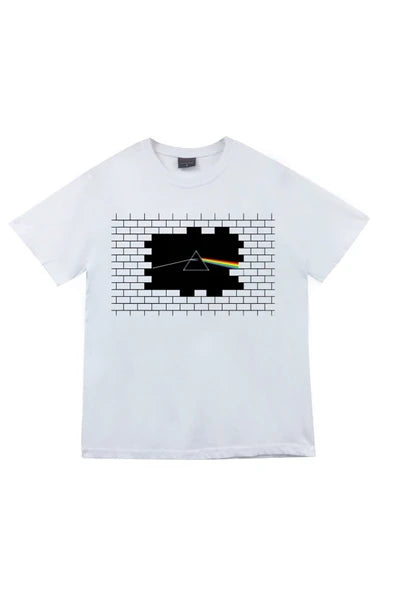 fame-stoned  Pink Floyd Baskılı Unisex %100 Pamuk Beyaz T-shirt