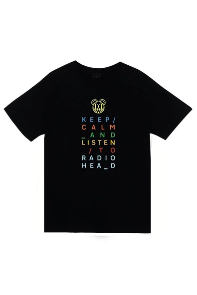 Radiohead Ayı logosu ve Keep baskılı siyah tişört