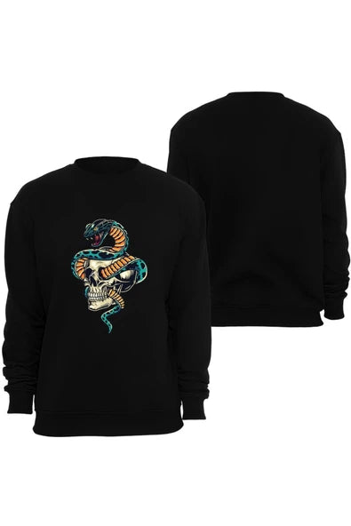 fame-stoned Kuru Kafa Baskılı Özel Tasarım Bisiklet Yaka Sweatshirt
